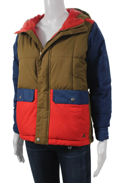 Burton Boys Multicolor Puffer Jacket Colorblock Nylon Zip Ski Size S