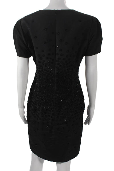 Jason Wu Women Sheath Dress Black Short Sleeve Round Neck Polyester Zip Size L