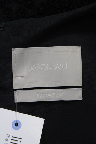 Jason Wu Women Sheath Dress Black Short Sleeve Round Neck Polyester Zip Size L