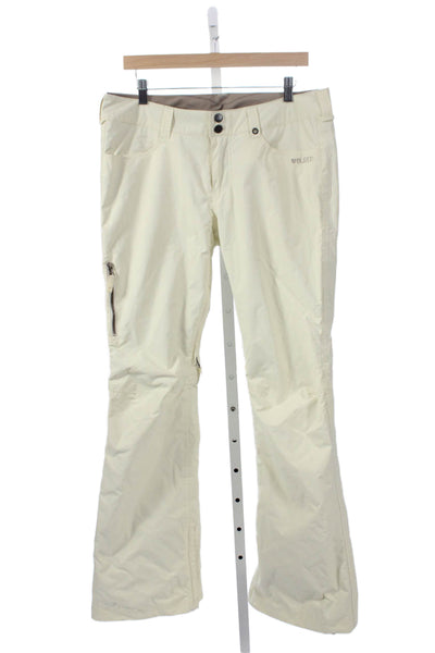 Burton Womens Snow Pants Ivory Nylon Snap Inseam 32 Size L
