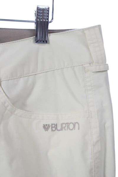 Burton Womens Snow Pants Ivory Nylon Snap Inseam 32 Size L