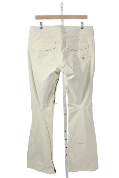 Burton Womens Snow Pants Ivory Nylon Snap Inseam 32 Size L