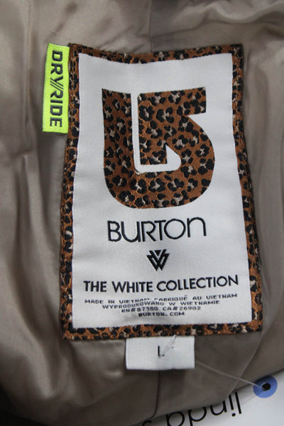 Burton Womens Snow Pants Ivory Nylon Snap Inseam 32 Size L