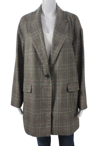 Zara Women Multicolor Plaid Overcoat Polyester Button Size L