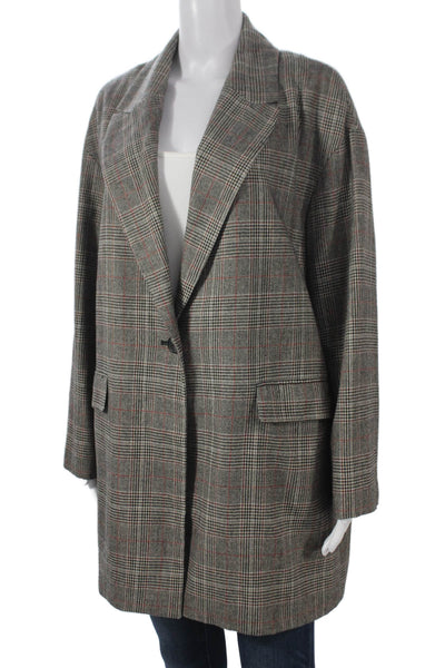 Zara Women Multicolor Plaid Overcoat Polyester Button Size L