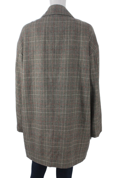 Zara Women Multicolor Plaid Overcoat Polyester Button Size L