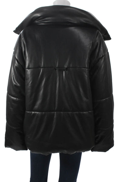 Nanushka Women Puffer Jacket Black Snap Closure Polyester Long Sleeve Size L