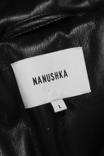 Nanushka Women Puffer Jacket Black Snap Closure Polyester Long Sleeve Size L