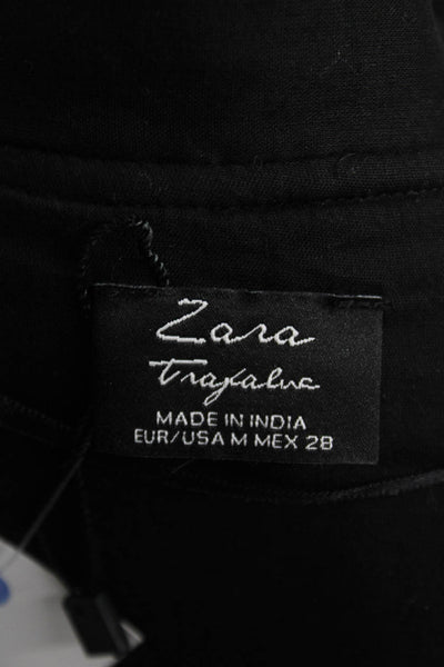 Zara Women Quilted Floral Cotton Sleeveless Vest Black Size M