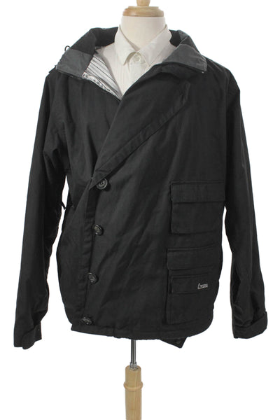 Burton Mens Ski Jacket Black Nylon Button Long Sleeve Size M
