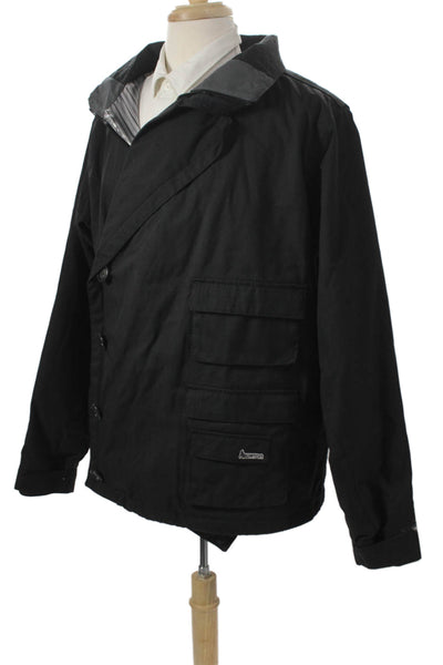 Burton Mens Ski Jacket Black Nylon Button Long Sleeve Size M
