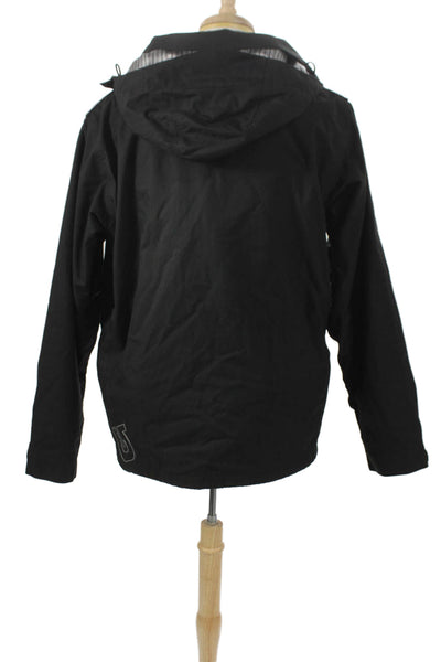 Burton Mens Ski Jacket Black Nylon Button Long Sleeve Size M