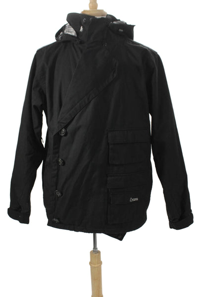 Burton Mens Ski Jacket Black Nylon Button Long Sleeve Size M