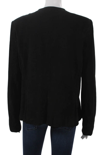 Theory Women Black Lamb Leather Basic Jacket Long Sleeve Size 12
