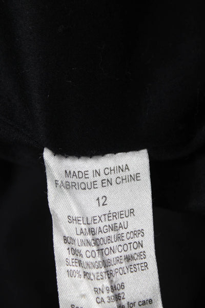 Theory Women Black Lamb Leather Basic Jacket Long Sleeve Size 12