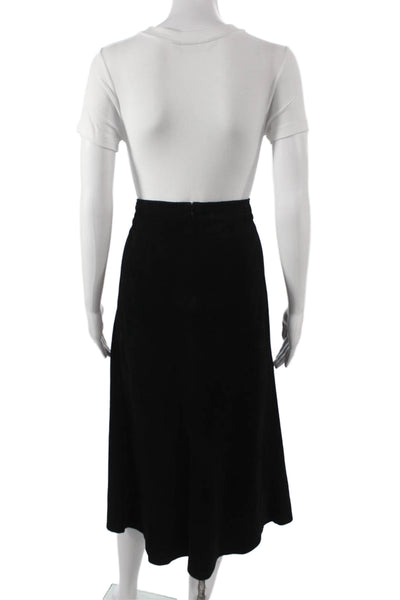 DKNY Womens A-Line Leather Long Skirt Black Zip Size 6