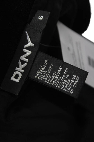 DKNY Womens A-Line Leather Long Skirt Black Zip Size 6