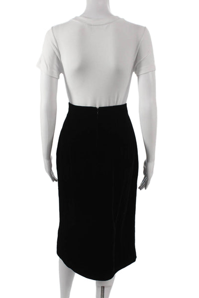 Saloni Women Black Straight Pencil Midi Skirt Zip Rayon Size 12
