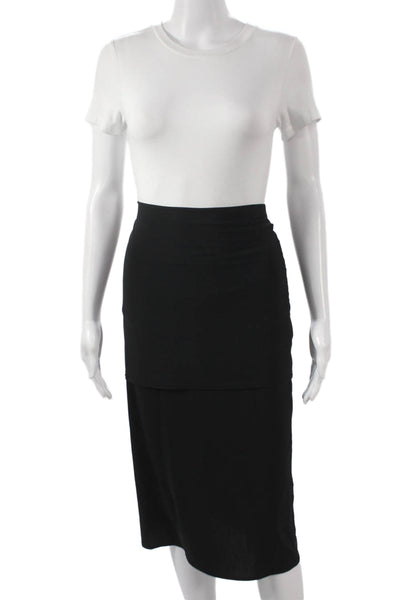 Katayone Adeli Women Black Straight Pencil Skirt Midi Size M