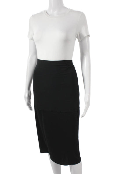 Katayone Adeli Women Black Straight Pencil Skirt Midi Size M