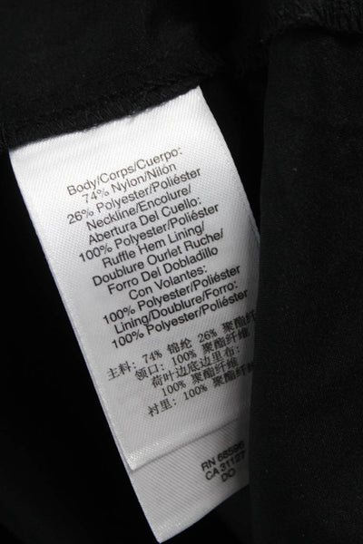 DKNY Womens Fit & Flare Floral Black Nylon Long Sleeve Round Neck Dress Size 12