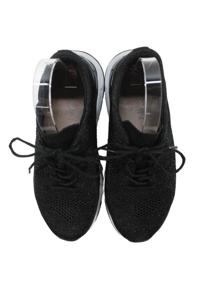 Marccain Womens Lace Up Metallic Knit Low Top Running Sneakers Black Size 37