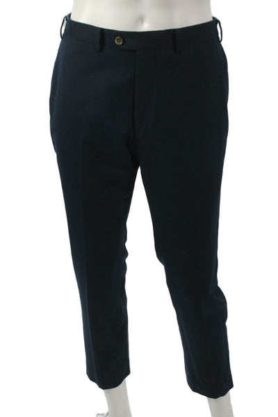 Indochino Men Dress Pants Blue Wool Blend Button Closure Size 34