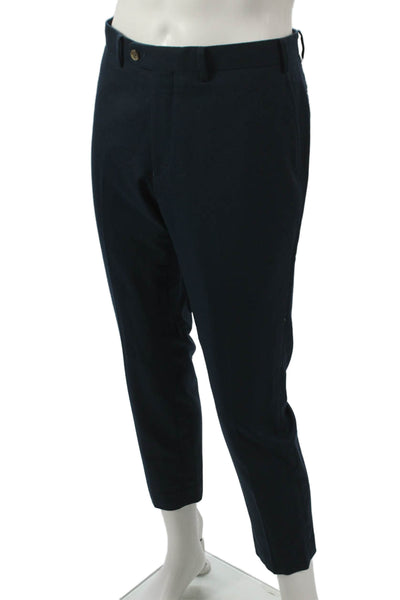 Indochino Men Dress Pants Blue Wool Blend Button Closure Size 34