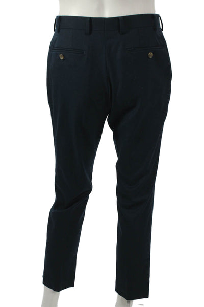 Indochino Men Dress Pants Blue Wool Blend Button Closure Size 34