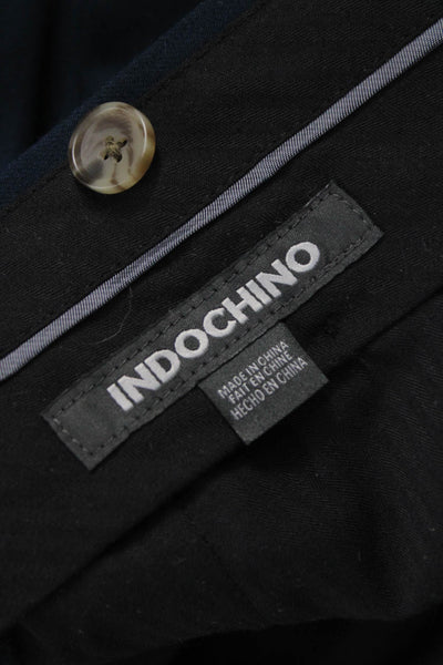 Indochino Men Dress Pants Blue Wool Blend Button Closure Size 34