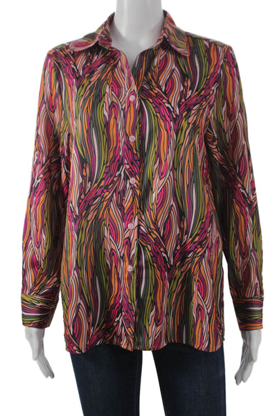Sincerely Ours Women Geometric Collared Button-Up Blouse Multicolor Size S