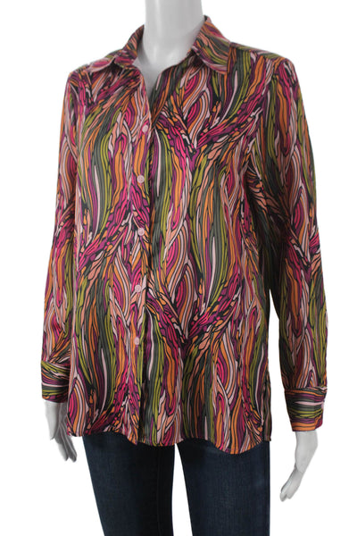 Sincerely Ours Women Geometric Collared Button-Up Blouse Multicolor Size S