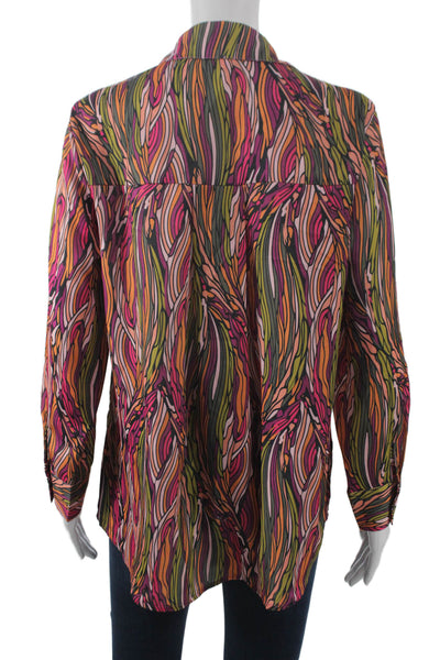 Sincerely Ours Women Geometric Collared Button-Up Blouse Multicolor Size S