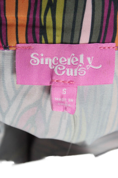 Sincerely Ours Women Geometric Collared Button-Up Blouse Multicolor Size S