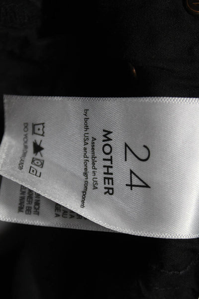 Mother Womens Straight Black Cotton Jeans Mid Rise Button Size 24