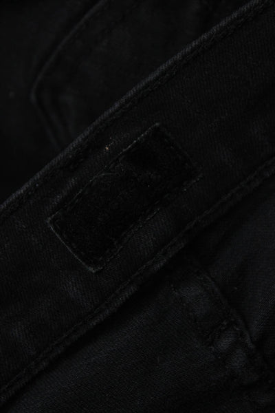Mother Womens Straight Black Cotton Jeans Mid Rise Button Size 24