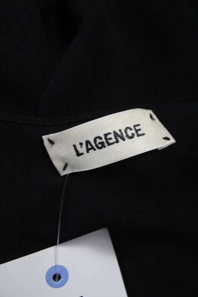 L Agence Womens Black Silk Scoop Neck Tunic Blouse Short Sleeve Size M