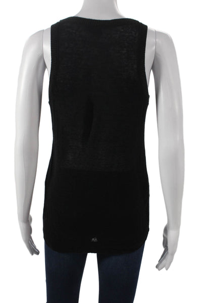 Theory Women Basic Linen Scoop Neck Tank Black Size S