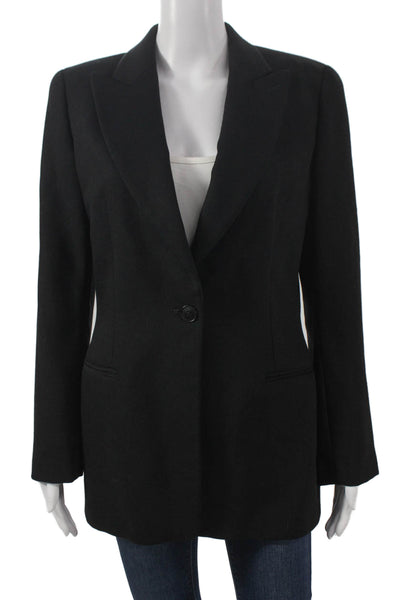 Giorgio Armani Le Collezioni Women Blazer Black Virgin Wool Button Size 8