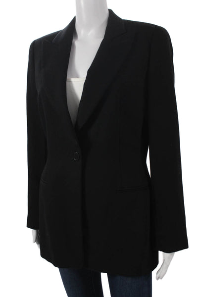 Giorgio Armani Le Collezioni Women Blazer Black Virgin Wool Button Size 8