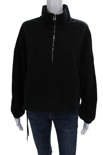 Yosemite Womens Black Cotton Pullover Sweatshirt High Neck Long Sleeve Size 1