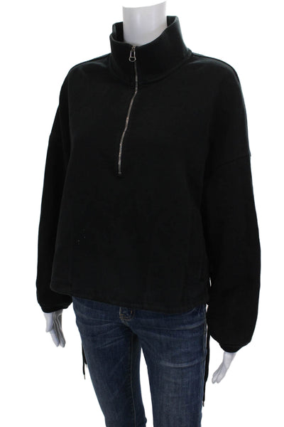 Yosemite Womens Black Cotton Pullover Sweatshirt High Neck Long Sleeve Size 1