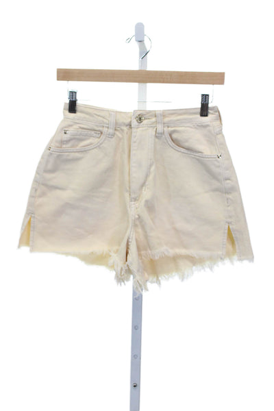 We Wore What Women Ivory Cut-Off Shorts 100% Cotton Button Closure Size 26