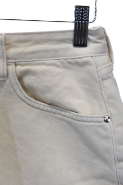 We Wore What Women Ivory Cut-Off Shorts 100% Cotton Button Closure Size 26