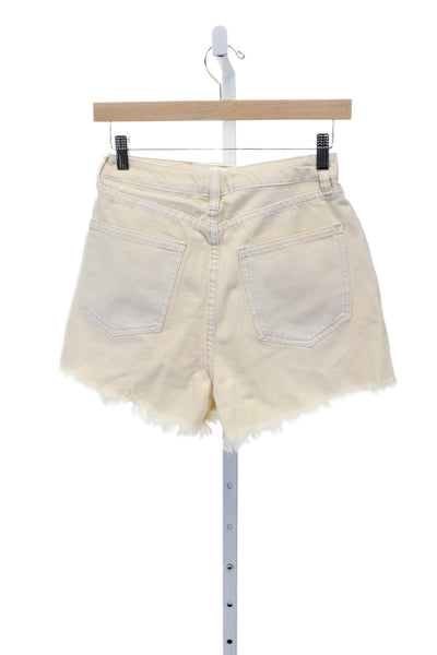 We Wore What Women Ivory Cut-Off Shorts 100% Cotton Button Closure Size 26