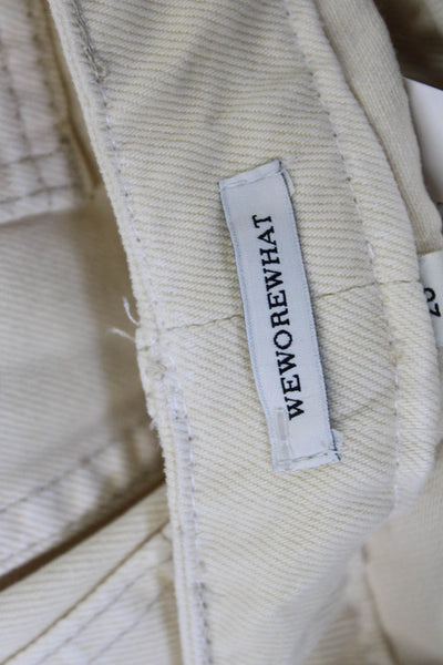 We Wore What Women Ivory Cut-Off Shorts 100% Cotton Button Closure Size 26