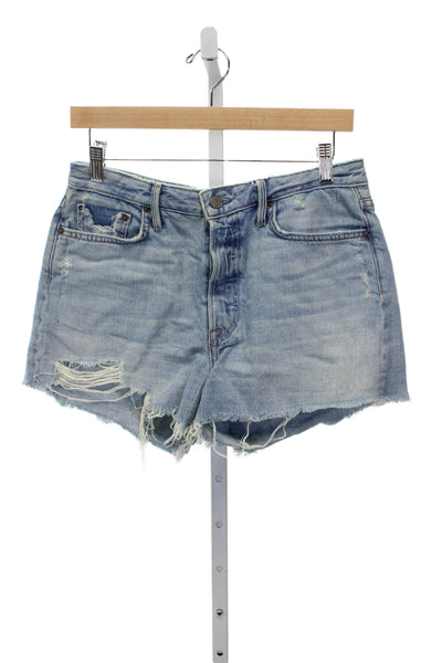 Grlfrnd Womens Blue Cut-Off Shorts Size 28