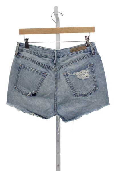 Grlfrnd Womens Blue Cut-Off Shorts Size 28