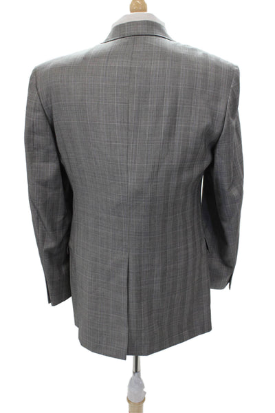 Hart Schaffner Marx Mens 2 Piece Plaid Suit Jacket Gray Button Size 38