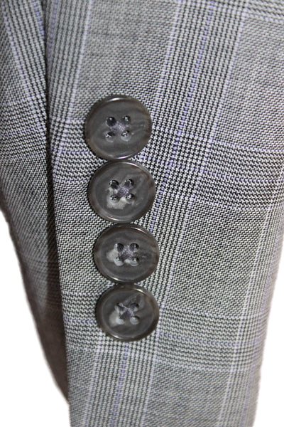 Hart Schaffner Marx Mens 2 Piece Plaid Suit Jacket Gray Button Size 38